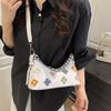 New Crocodile Pattern French Toast Bag Fashion Flower Embroidery Chain Shoulder Bag Women's Shoulder Cross-Body Bag AVE