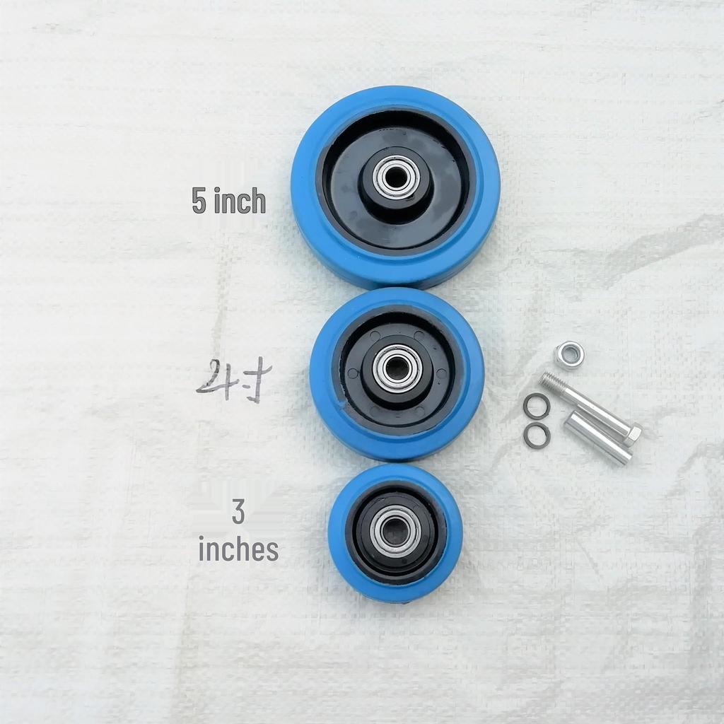 Medium Blue Silent Rubber Swivel Caster Wheel