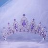 Corona Nuziale Temperamento Brillante Viola Strass Diademi Corone Fascia Nuziale Acconciature Gioielli per Capelli Ornamenti per Festa