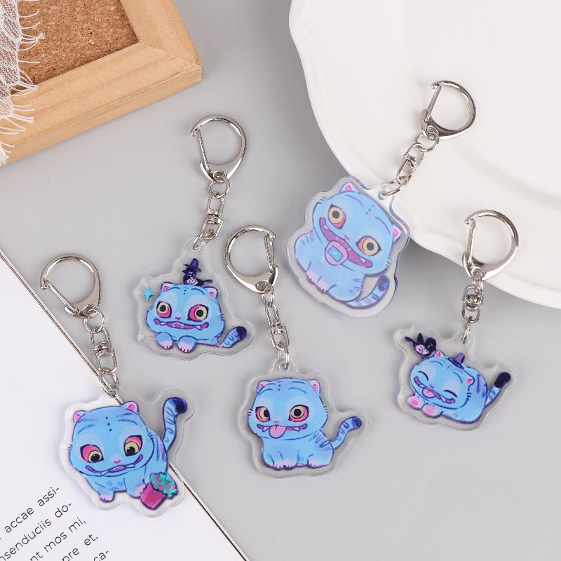 5Pcs Cartoon Huntrix Saja Boys Derpy Tiger Acrylic Keychains Ring Double-Sided Key Chain Jewelry Demon Hunters Love Gifts