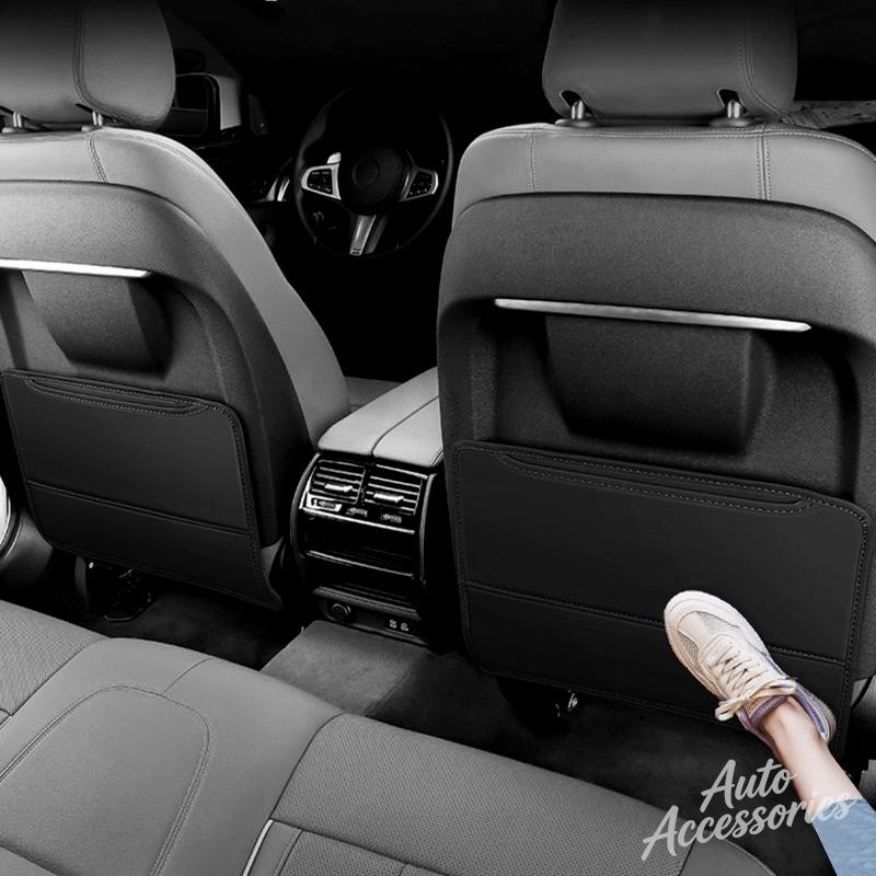 DJSA5 Car Seat Back Anti Kick Pad Prevent Dirt Protect Leather Cover For BMW 50th Anniversary 3 5 7 Series E83 F16 E70 Auto Accessory