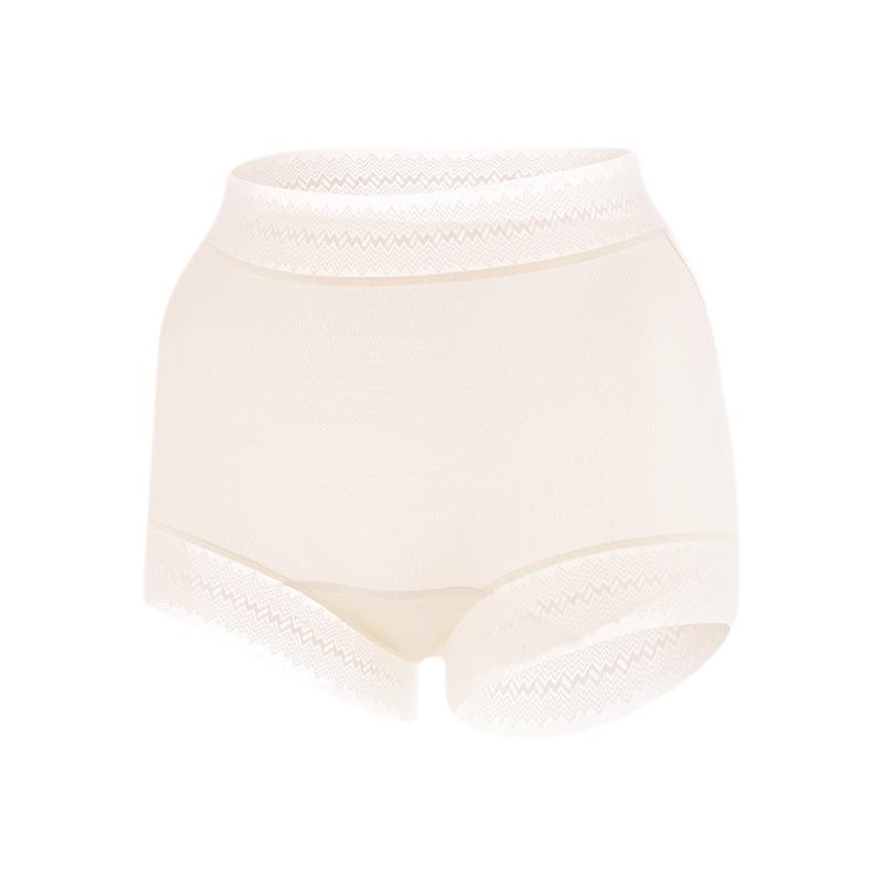 Plussize Ladies Summer Ultra Thin Lace Ice Silk Extended Crotch Without Trace High Waist Flat Angle Briefs