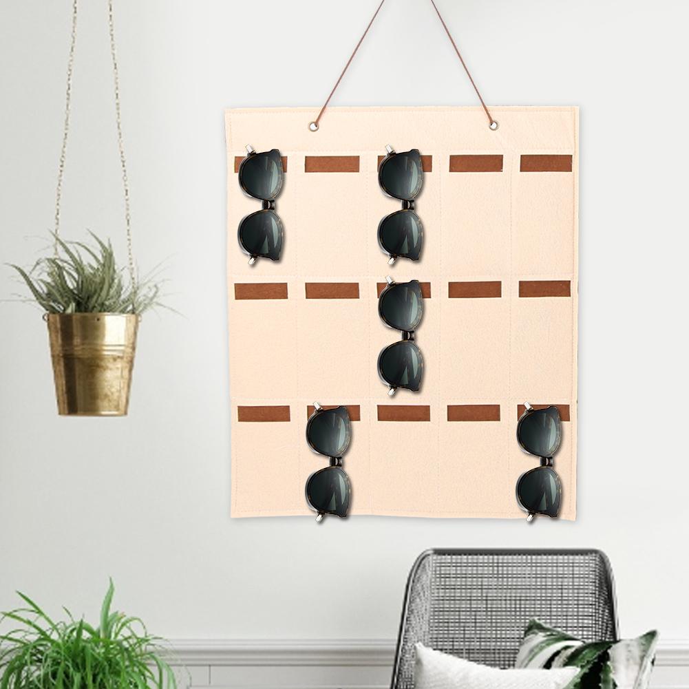 15 Fächer Haushalt Filz Sonnenbrillen Organizer Aufbewahrungstasche Brillenbehälter Wandhängetasche