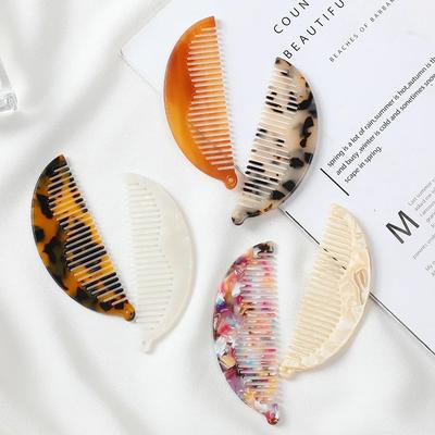Acetate Anti-static Hair Comb Semi-Circle Half Round Shape Comb Temperament Combs Leopard Geometric Print Comb Retro Lovely 2024