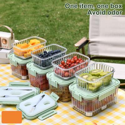 Refrigerator Crisper Box with Divider Plate Stackable Storage Containers Camping Food Prep Containers Fruit And Vegetable Storage Leak-Proof