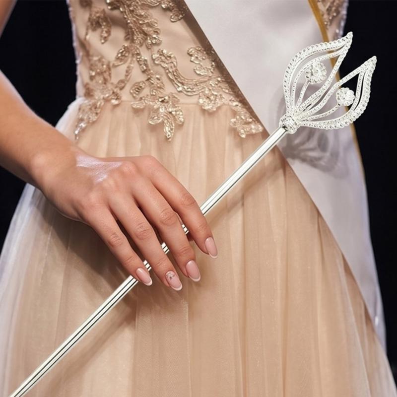Rhinestones Flower Cosplay Wand Queen Scepter For Elegant Outfit Enhancement And Special Occasion Stage Performances