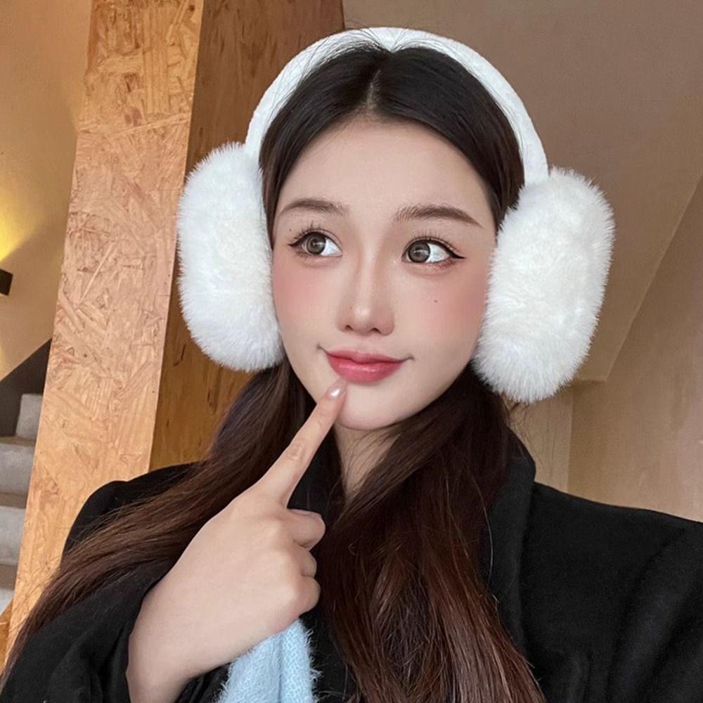 Rabbit Hair Warm Ear Cushions Adjustable Ear Warmers Cartoon Warmth Eartips  Students