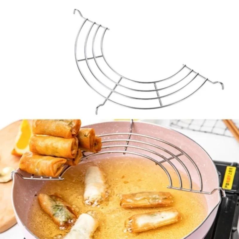Stainless Steel Mesh Frying Basket with BBQ Tongs Set Oil Drainage Rack Perfect for Deep Frying and Grilling Safe Kitchen Tool