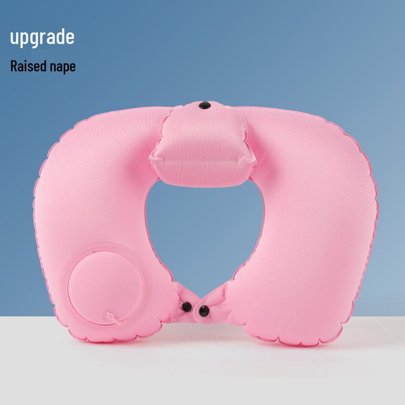 Pressing Inflatable U-Shaped Travel Pillow: Portable Airplane Headrest & Nap Neck Support