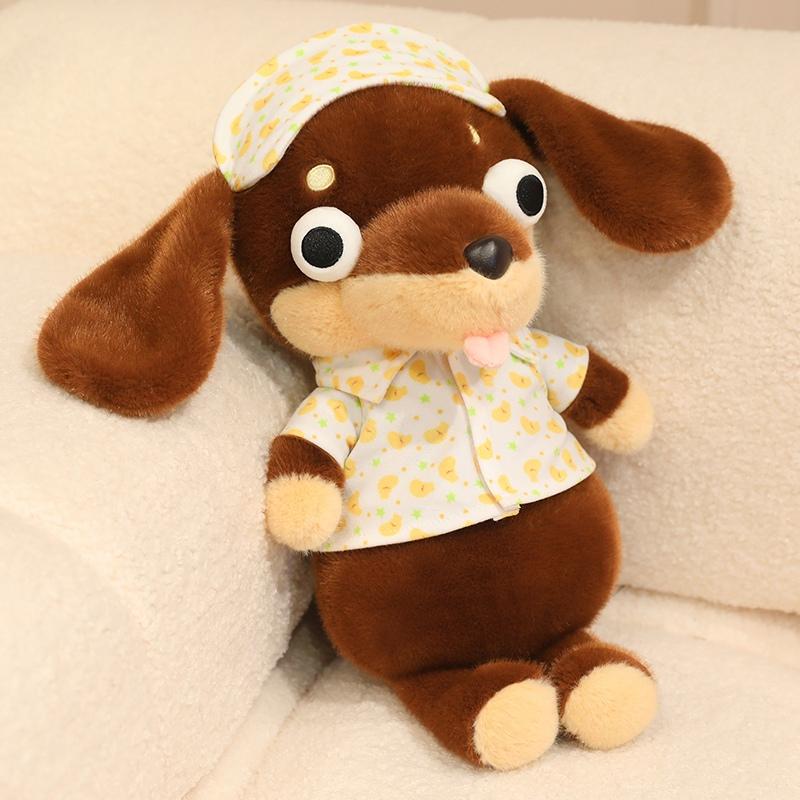 40CM Adorable Big Eyes Dachshund Plush Toy Soft Stuffed Animal Dog Doll Funny Dachshund Wear Clothes Doll Pet Puppy Gifts