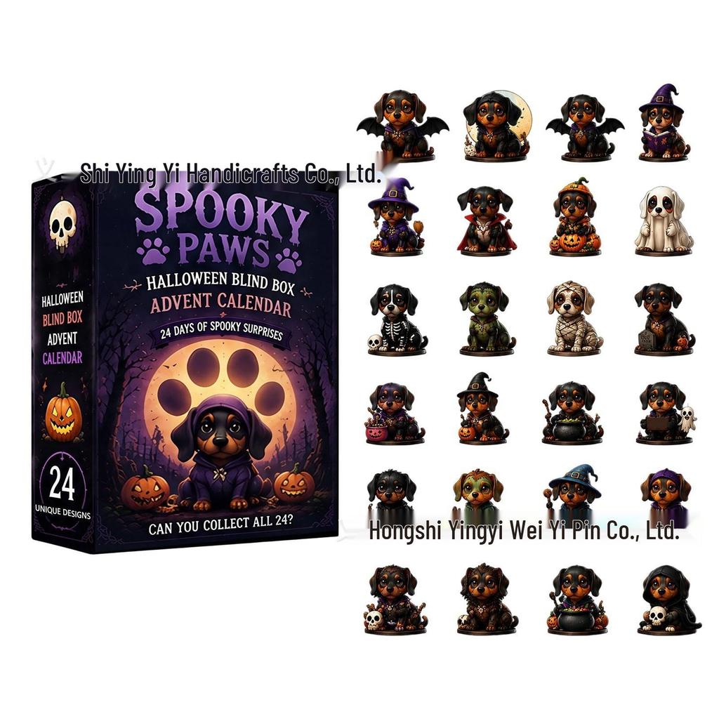 2026 Halloween Witch, Ghost & Goblin Countdown Calendar with Acrylic Pendant Blind Box