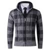 Hooded Men's Zipper Loose Plaid Jacket Long Sleeve Contrast Cardigan Top