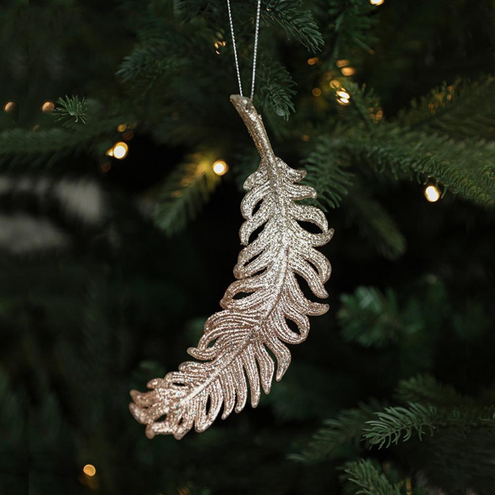 

Gold Hanging Pendants Shimmering Xmas Ornament Ball Creative Christmas Tree Ornament Christmas feather