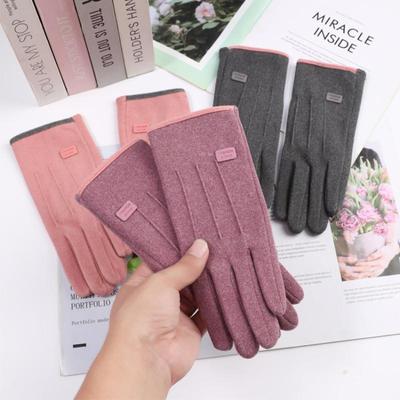 Women Winter Thick Plush Gloves Fashion Warm Suede Outdoor Guantes Lady Touchscreen Driving Gloves Sports Cycling Mittens