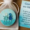 Friendship Sea Glass Christmas Ornament Inspirational Card with Acrylic Charm in Mesh Bag Meaningful