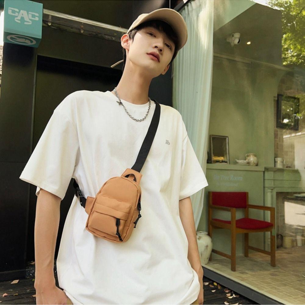 Solid Color Sport Chest Bag Nylon Shoulder Bag Leisure Men Crossbody Bag  Fitness