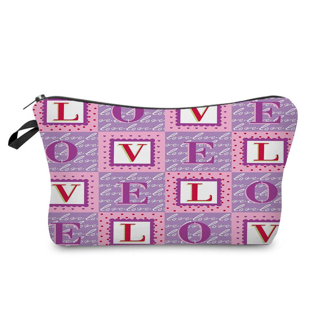 Women Hearts Print Cosmetic Bag Toiletries Organize Travel Storage Case KTB