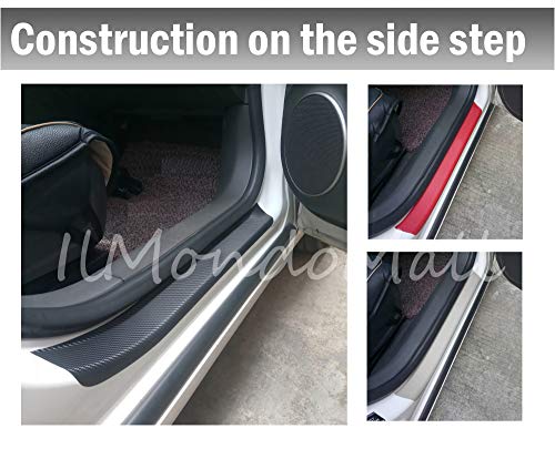 Ilmondomall Tape-type Real Carbon Sheet 3D Pattern Black Step Bumper Protection Racing Stripe with Release Paper (3D Black, 5cm X 6.5m)