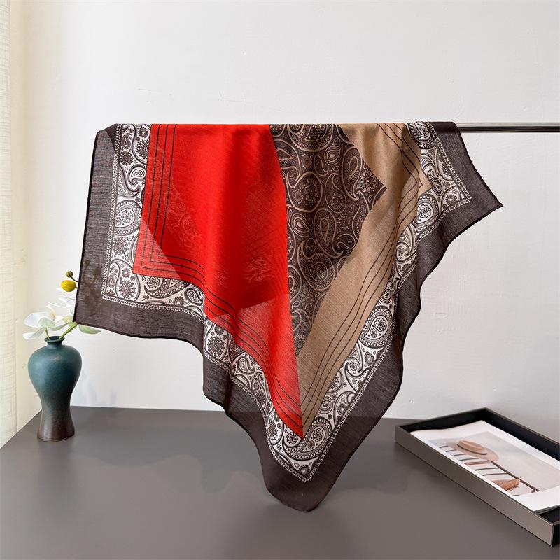 Decoration 65*65cm Square Scarf Luxury Paisley Print Soft Head Scarves Women Cotton Feel Headscarf Warm Foulard Bandana Neck Tie