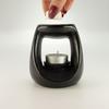 Ceramic Zen Oil Burner - Large Oval Pebble  - Matt Black