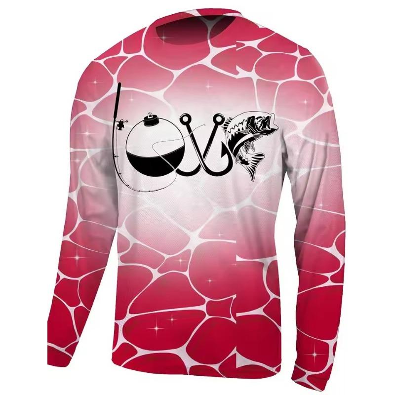 3D-Druck Herren Angelshirt Outdoor Langarm UV-Schutz Atmungsaktiv Schnelltrocknend Leicht Schweißableitend Tops Frühling Sommer Angeln