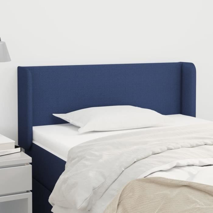 VidaXL Tête de lit avec oreilles Bleu 93x16x78-88 cm Tissu3118476