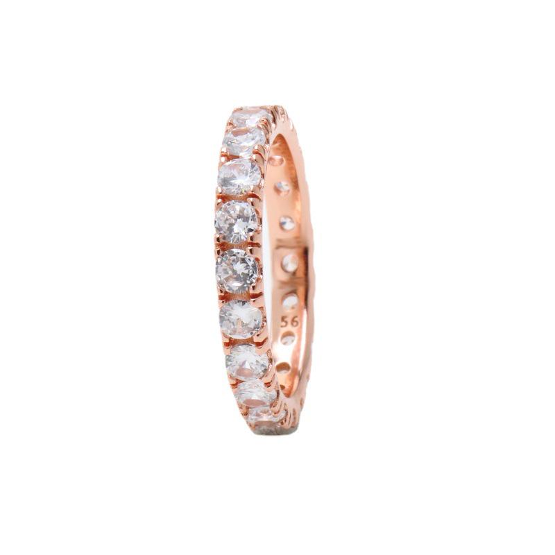 Rose Gold Sparkling Zirconia Ring - European American Fashion Women's Light Luxury Eternal Band