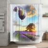 Vibrant Hot Air Balloons Lavender Fields Shower Curtain Waterproof Bathroom Decorations For Home Decoration Art Wall Hanging