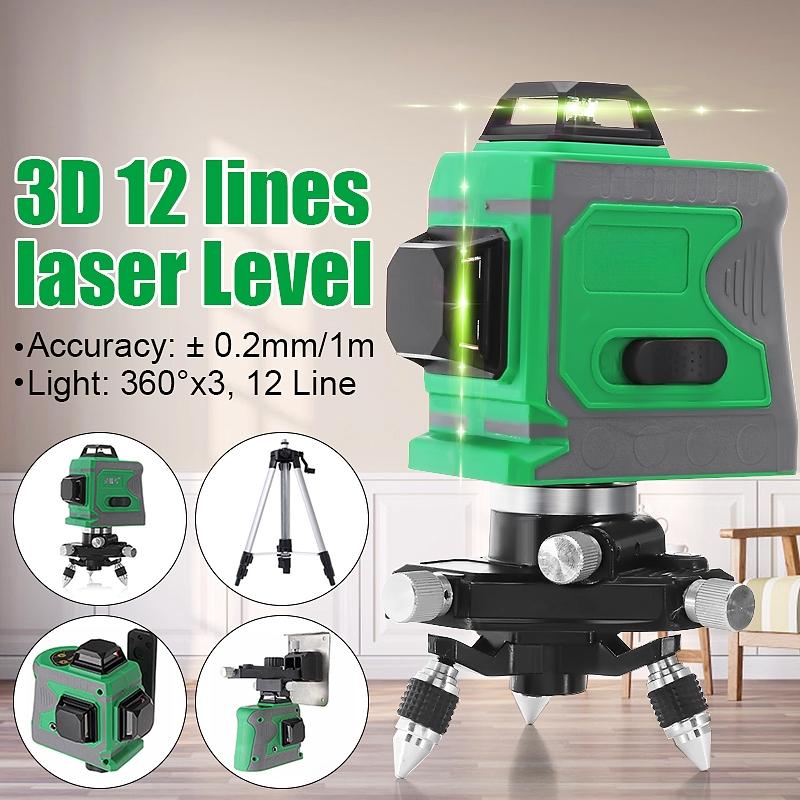 12 Line Laser Level 3D Green Light Auto Self Leveling 360 Rotary Measure Horizontal Vertical Cross Self-Leveling 635nm
