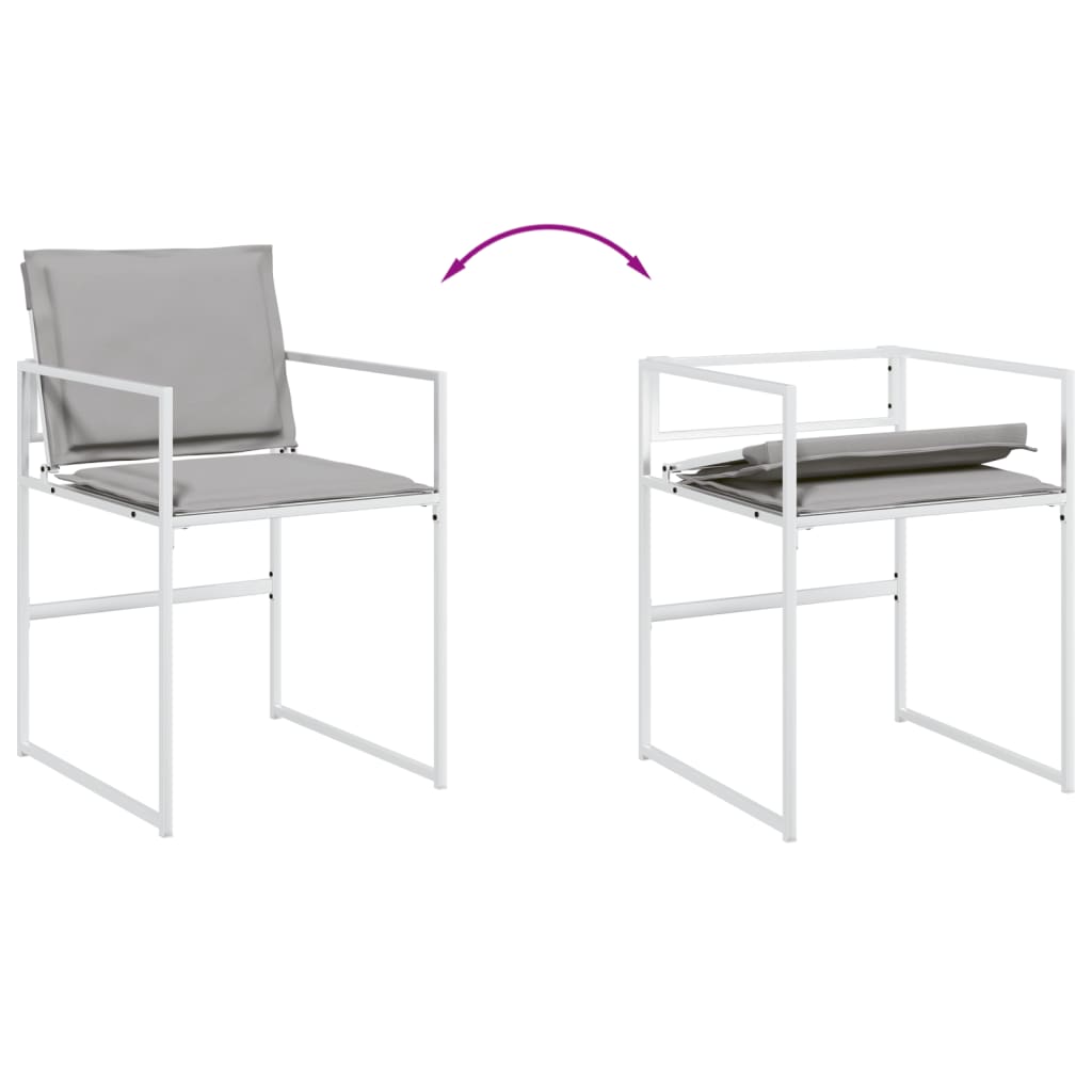 11 Piece Garden Dining Set with Cushions White Textilene