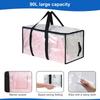 Pack of 4 Large Transparent Moving Bags with Reinforced Strap and Zippers Waterproof Bag for Storage and Organization
