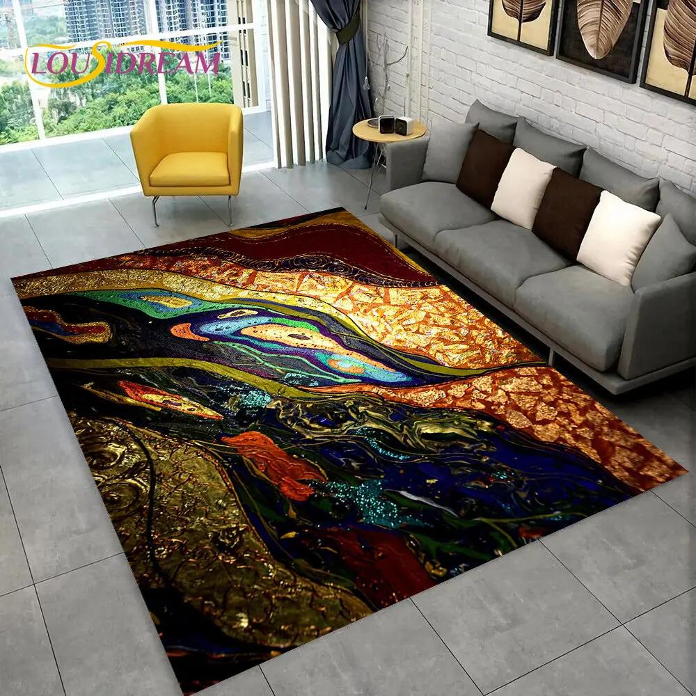 

3D-кольоровий золото Nordic Marble Splendid килимок, килимок для дому Вітальня Спальня Диван Придверний килимок Кухонний декор, Нековзкий килимок 60*90cm