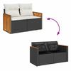 Vidaxl 6-Cz. Furniture Set With Cushions, Black, Poly Rattan And Acacia