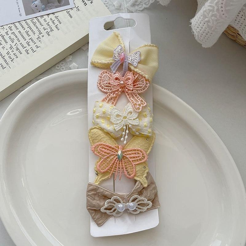 New Korean Spring Fabric Bow Hair Clip Set for Kids, Sweet Side & Bangs Clips, Full-cover Design,  Non-hurt Hair, Perfect .