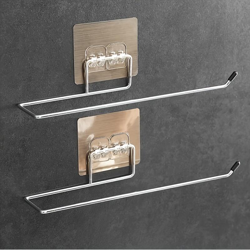 

2 держателя для кухонных полотенец из нержавеющей стали и пластика — настенная вешалка для бумажных полотенец для посуды, оберток и многого другого, не требующая сверления 2pcs