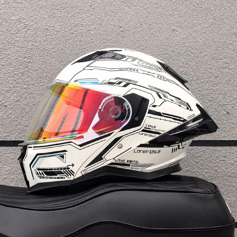 DOT ECE Certified Full Face Motorcycle Helmet Men Women ABS Shell Flip-Up Visor All-Season Use