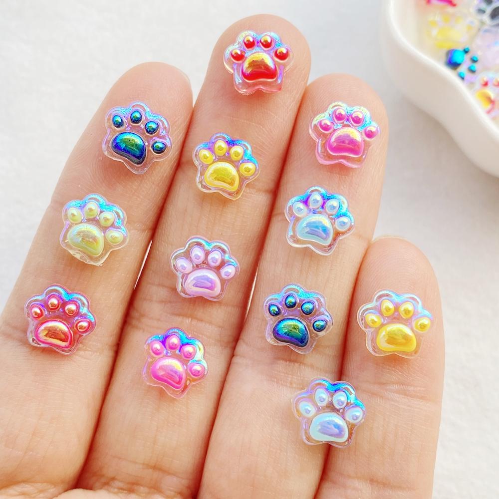 50Pcs Cute Cartoon Mini Colorful Cat Claws Series Nail Art Resin Designer Charms DIY Craft For Nail 3D Decorations Jewelry