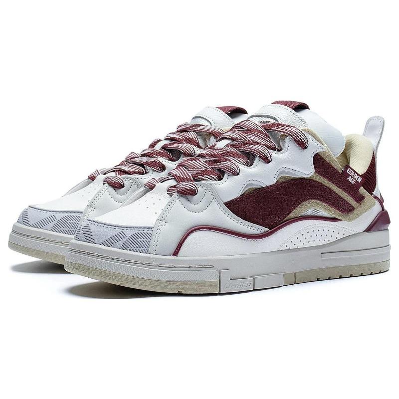 Li-Ning Weiwu Golden Men's Low Top Skate Shoes White Red AECS073-6