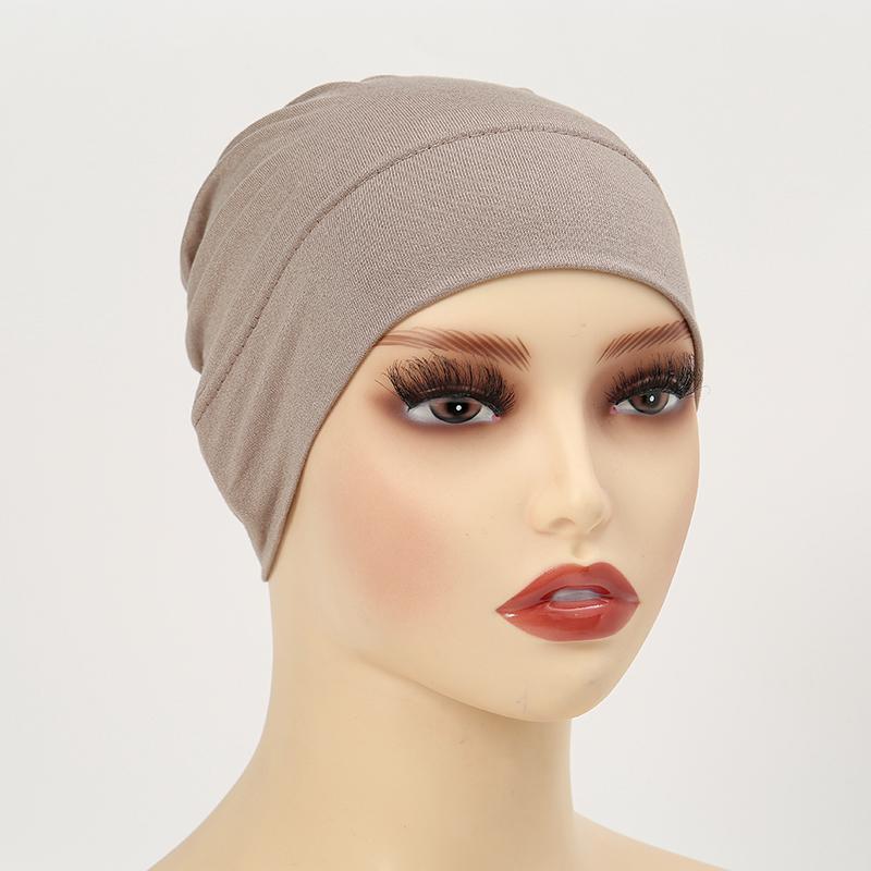 Solid Color Modal Jersey Hijab Scarf Elastic Inner Cap Soft Underscarf Woman Muslim Fashion Bonnet 22*21Cm