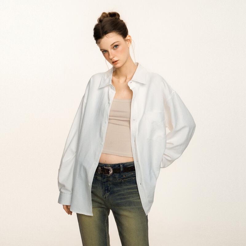 Lady Ideal Women s Retro Loose Long Sleeve Shirt M