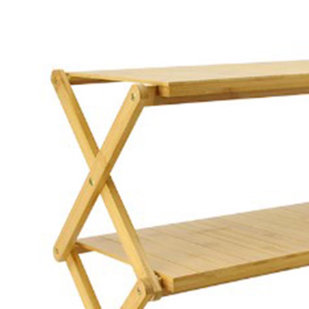 Wooden Foldable Shelf Multi Layer Space Saving Powerful Load Bearing Portable Storage Rack for Outdoor Camping 4 Layers