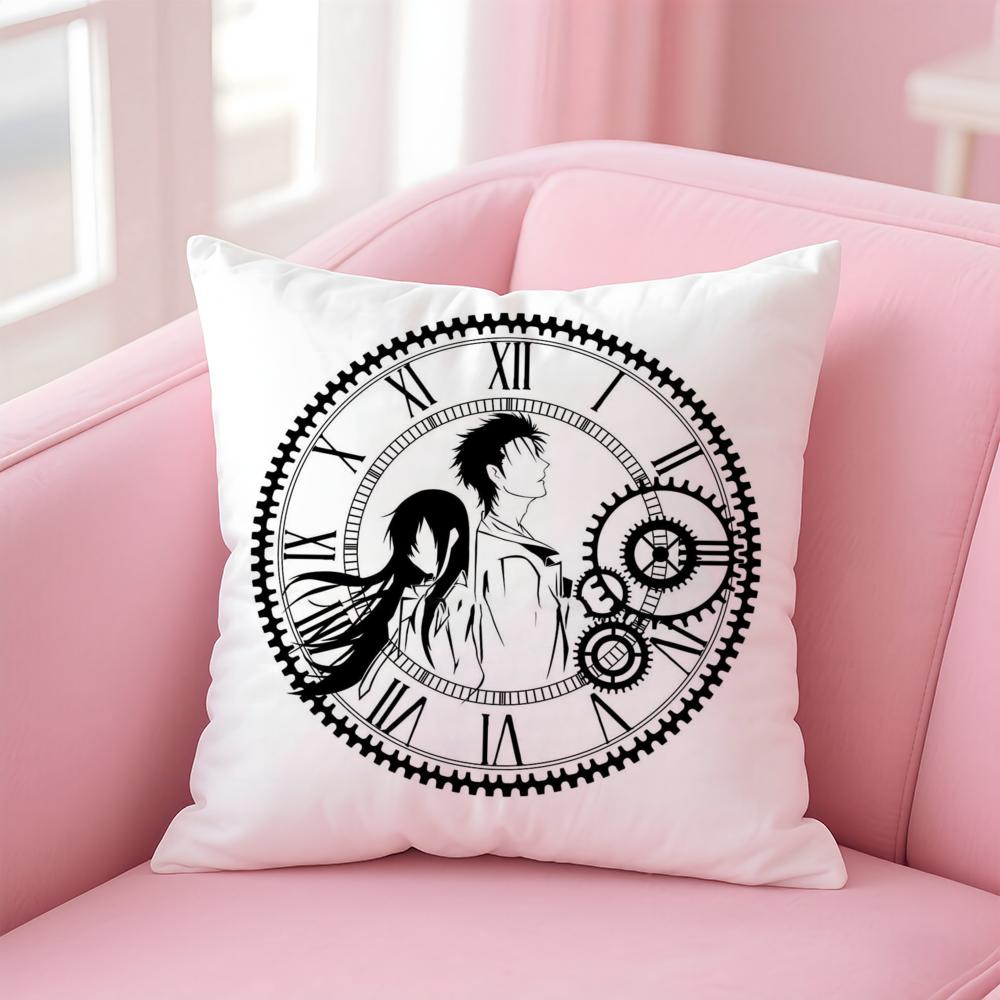Anime S-Steins Gate Cushion Cover Comfortable Reversible Pillow Cover Ideal for Car Sofa Bedroom & Beyond