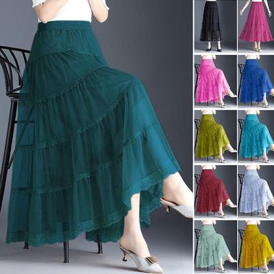 Faldas para mujer hasta la rodilla faldas de tul faldas florales faldas largas verano casual elegante maxi faldas