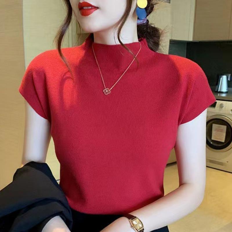 

Женская мода повседневная однотонная принтованная летняя весна топ L красный