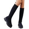 Women's Wide Width Knitted Sock Boots, Round Toe Chunky Heel Martin Boots, European Winter Booties for Women