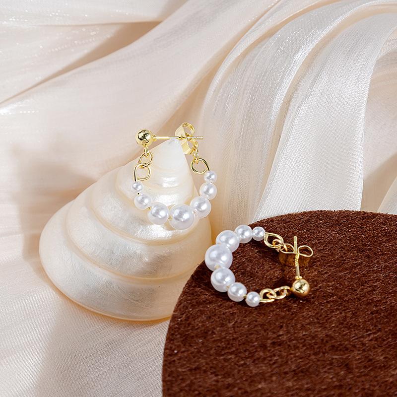 Temperament Pearl Two Earrings, Camellia Rose Bow Front And Rear Large Pearl Stud Earrings