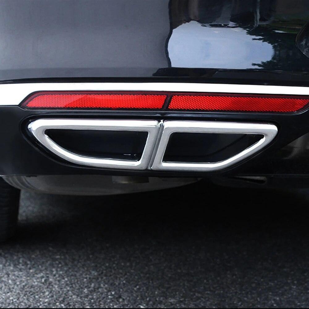 Für VW Passat B8 Rline 2015- Gefälschter Auspuff Vier Löcher Außenrohr Schalldämpfer Rahmen Heckstoßstangenabdeckung Dekor Autozubehör