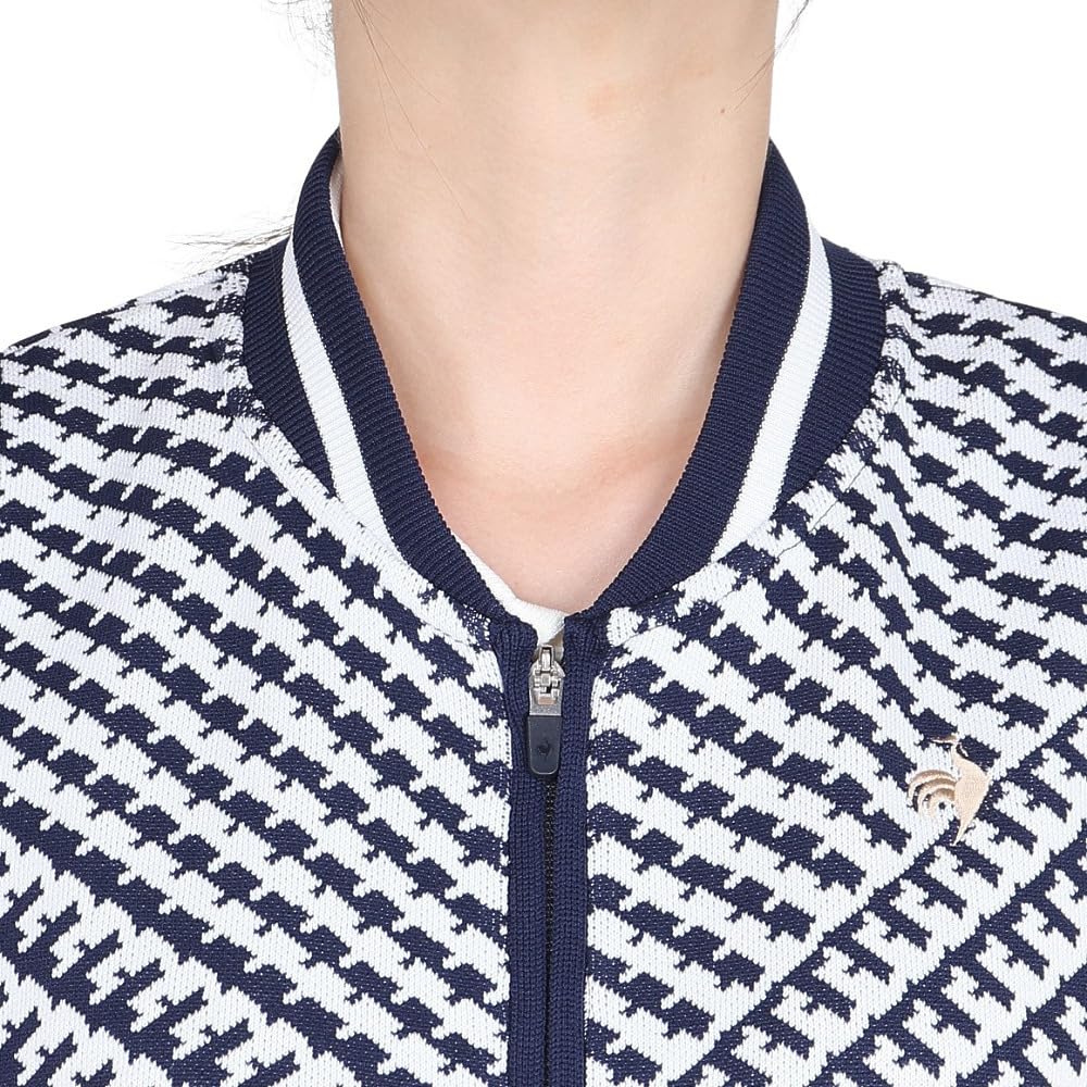 Le Coq Sportif Golf LG4FVE50L Sweater Vest with Plover Full Hand NV00 Women's Pattern, Lightweight, Patch, Zip, Washable, Sleeveless, (Navy)