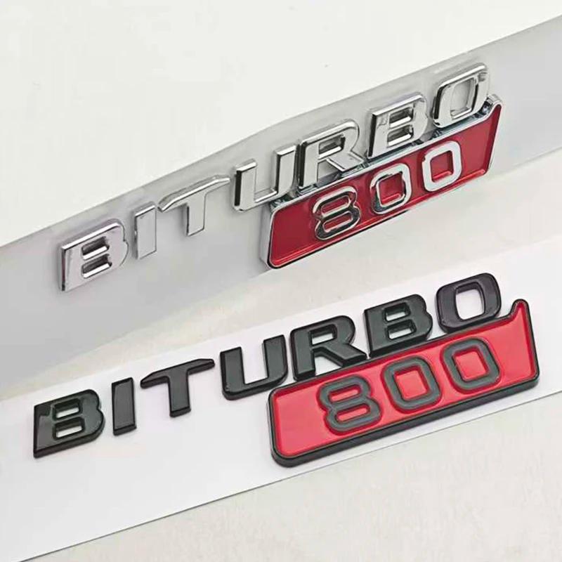 3D ABS Car Fender Side Badge Sticker Logo BITURBO 800 Emblem Decals For Mercedes Benz AMG Brabus Auto Letters Accessories