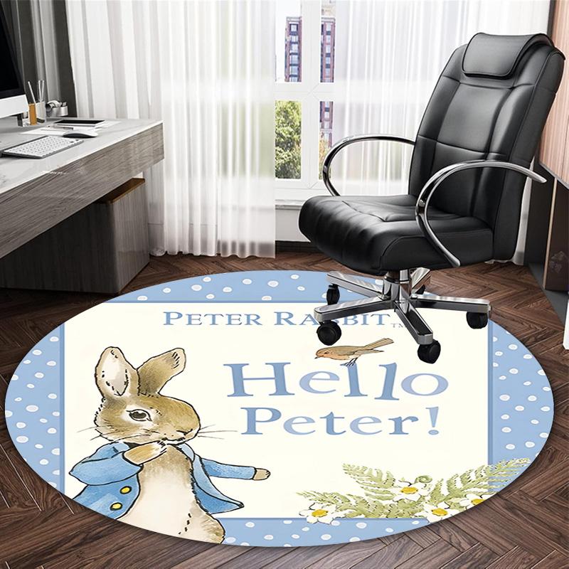 1pc Peter Rabbit1 Print Round Carpet Chair Round Carpet Suitable for Bedroom Living Room Home Decorative Carpet
